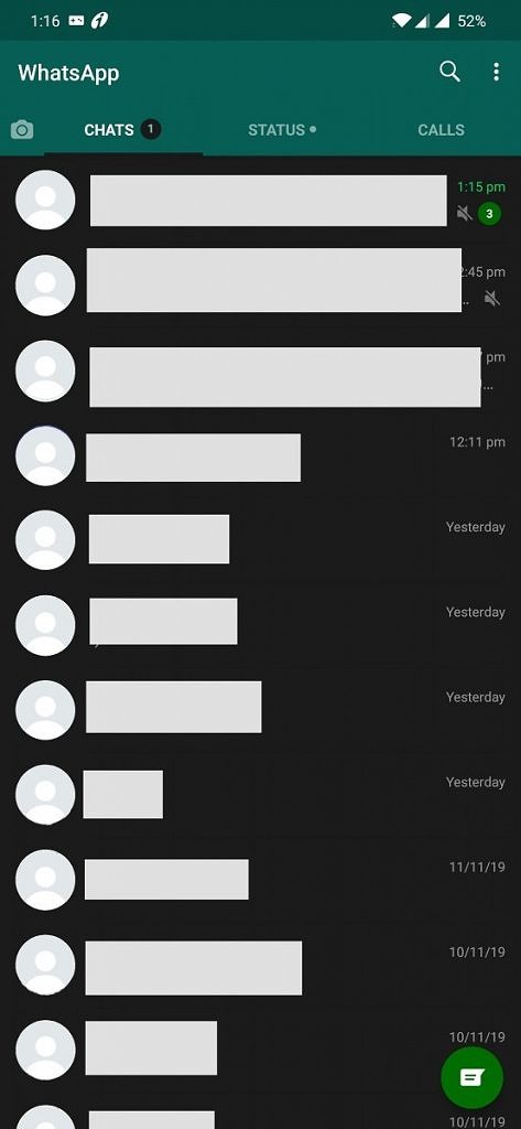  اجباری حالت Android Dark 10 در WhatsApp 