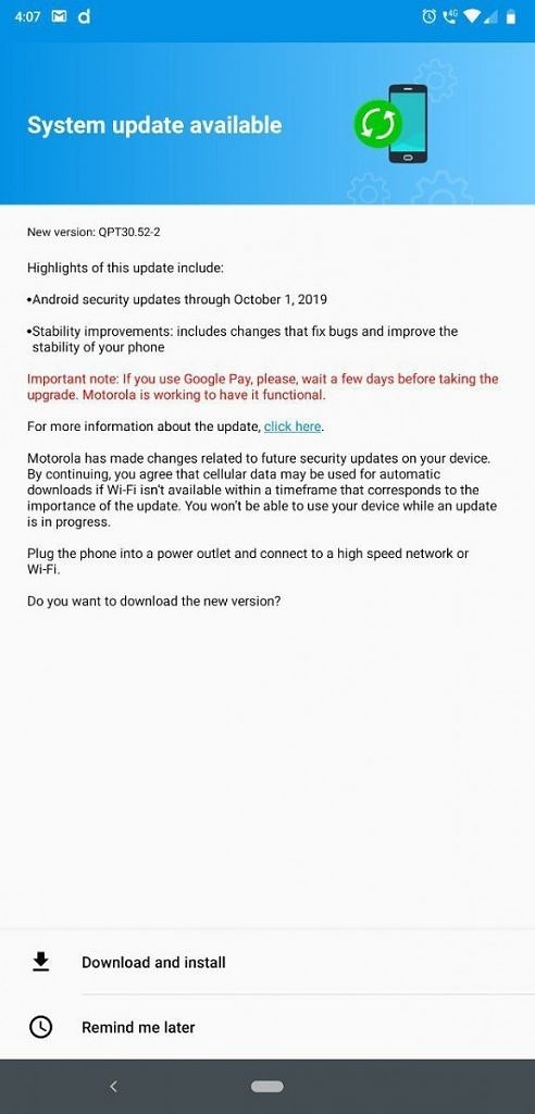  Motorola One Power Android 10 beta 