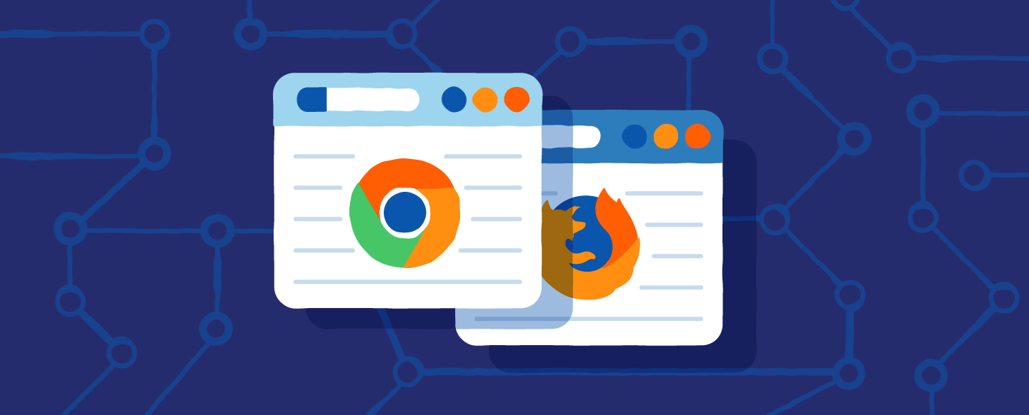  گرافیکی که مرورگرهای مختلف را نشان می دهد 