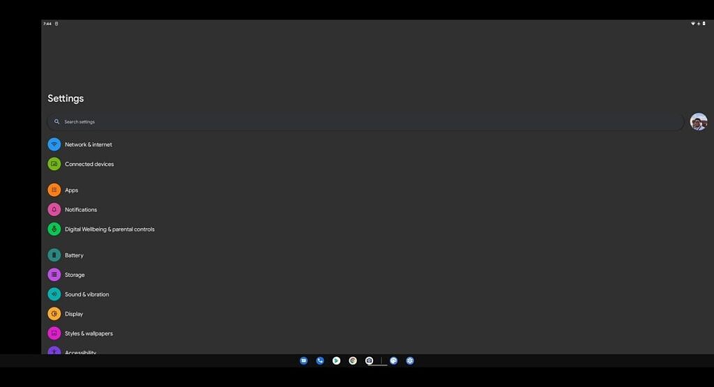  نوار وظیفه Android 12 DP2 