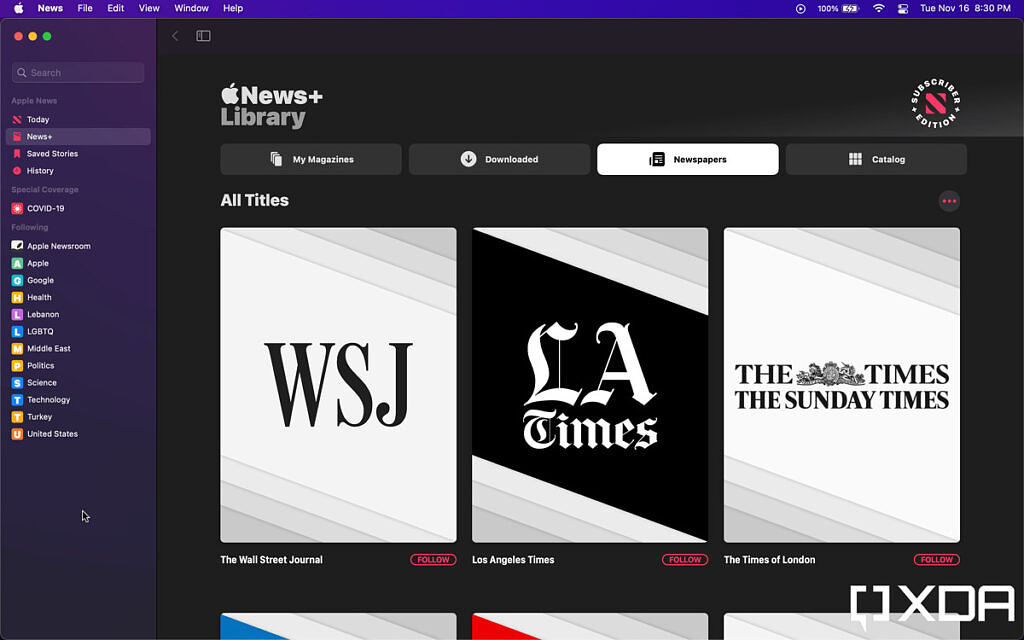 Apple News+ در macOS